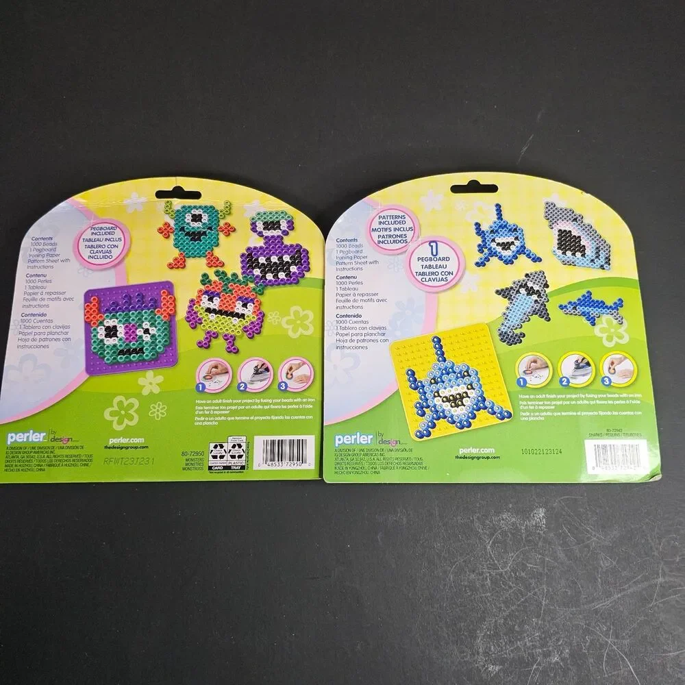 Lot 2 Perler Fused Beads Activity Kits 9 Projects Sharks Monsters